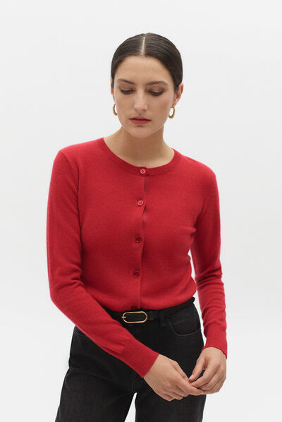 gilet caroline 100% cachemire rouge femme