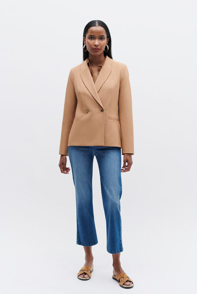 veste octavie double boutonnage camel femme