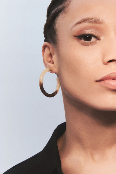 boucles d'oreilles fuji marron femme