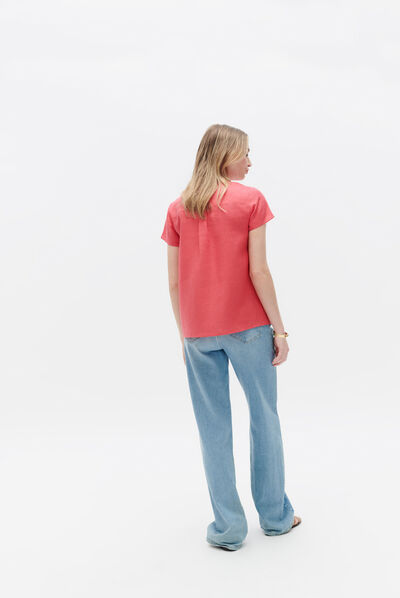 Blusa Kat 100% linho rosa mulher