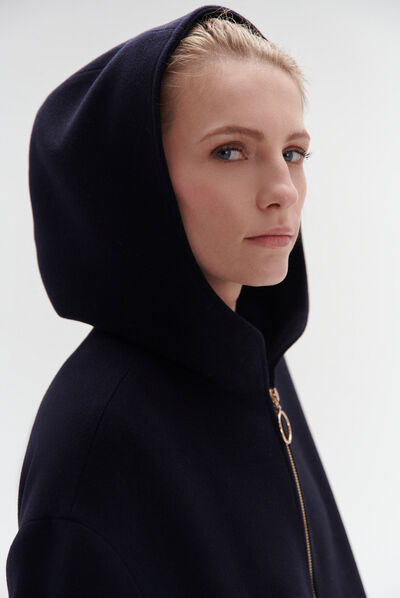 cappotto capucin zip blu navy donna