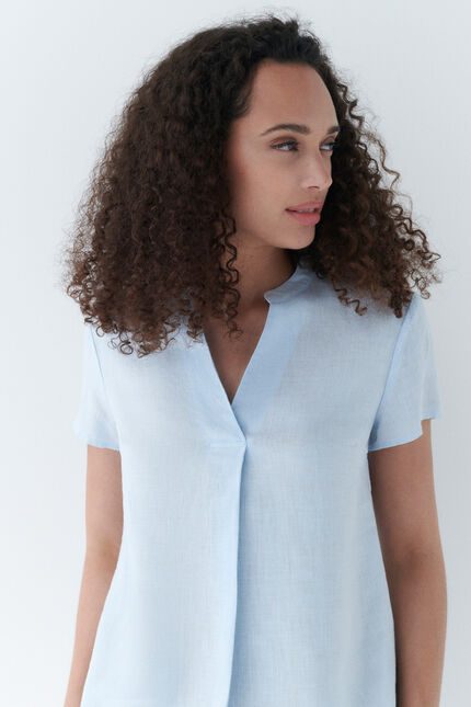 blouse kat 100% lin bleu ciel femme