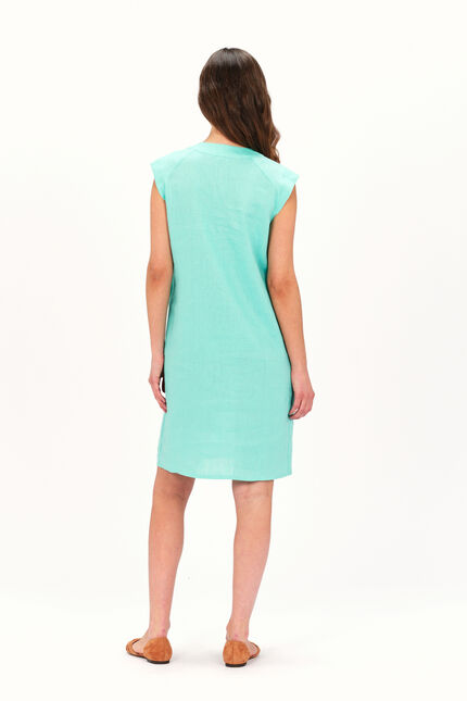 Abito Pamela 100% lino verde menta donna