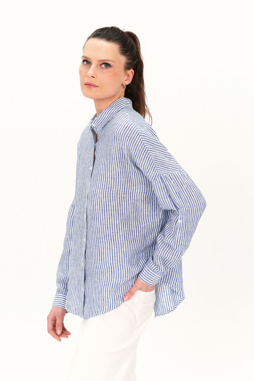 Chemise claude2 100% lin denim stone femme