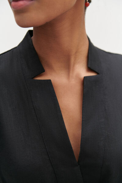 Robe longue amy 100% lin noir femme