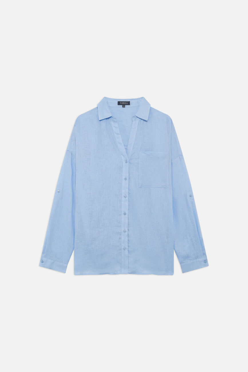 Chemise Csandinette 100% lin bleu ciel femme