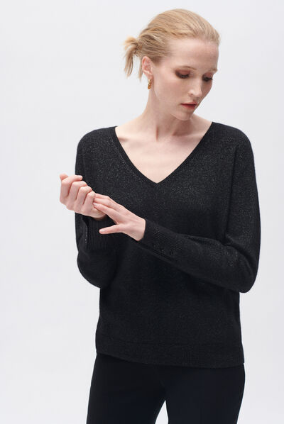 Malha marianne lurex preto mulher