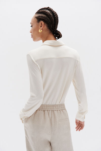 Camisa em jersey Albi cru mulher