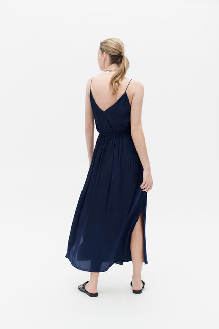 Robe relise bleu marine femme