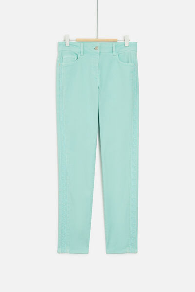 Jean dalston coloré à détails brodés vert menthe femme