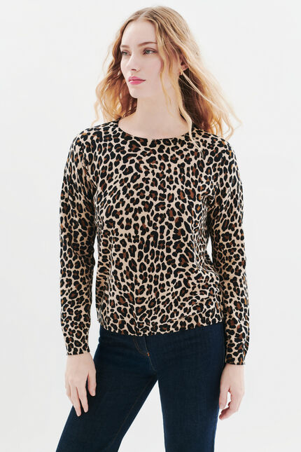 Pull mado marron cognac femme