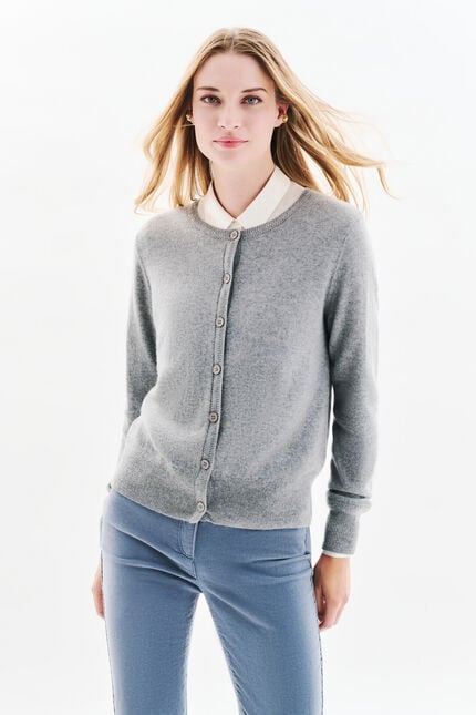 Cardigan mcaroline 100 % kaschmir grau damen