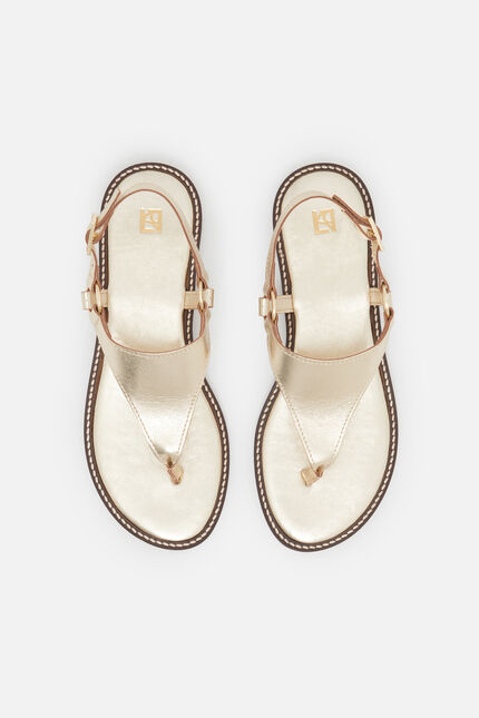 Sandalias Lexi2 de cuero natural color oro mujer