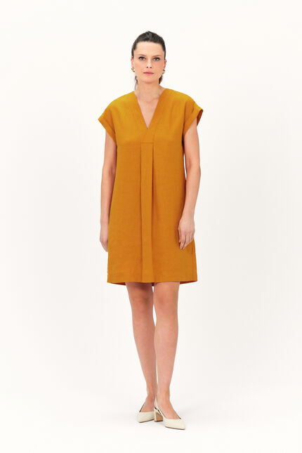 Abito Mirabelle 100% lino marrone chiaro donna