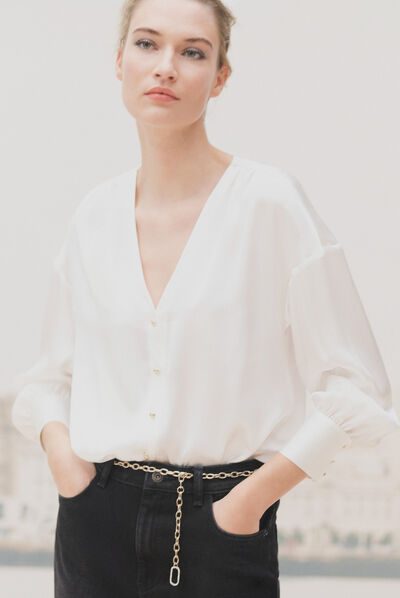 Camisa Anita de seda marfil mujer