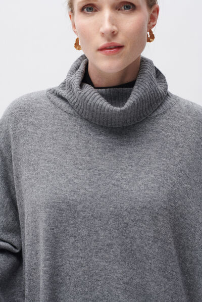 Poncho helise gris femme