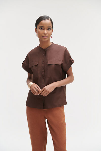 camisa allan marrón oscuro mujer