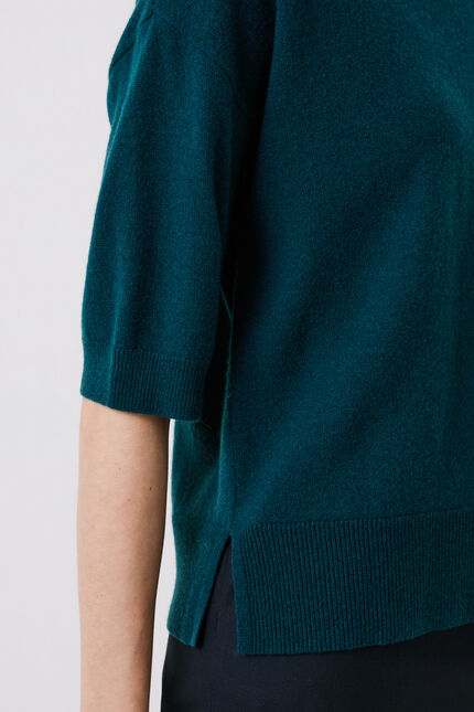 pullover mfisher 100 % Wolle entenblau damen