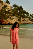 Mirabelle 100% linen dress bright pink woman