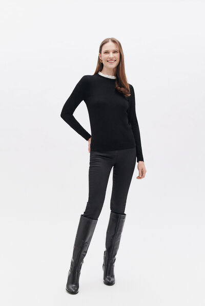 Pull marge noir femme