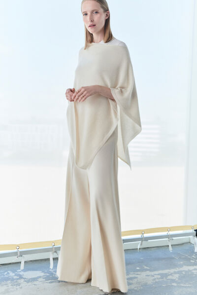 poncho baltia ivoire femme