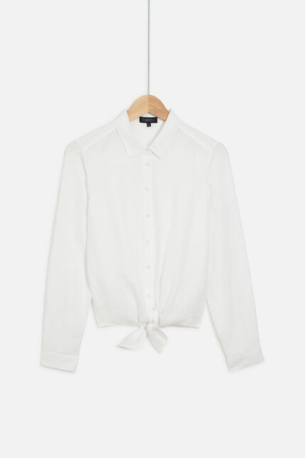 Bluse Livie 100 % Leinen zum Binden weiss damen