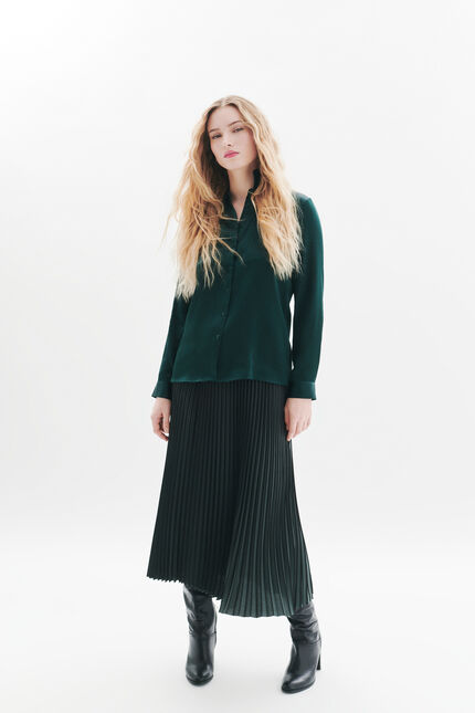 chemise jeanne b 100% soie vert foncé femme