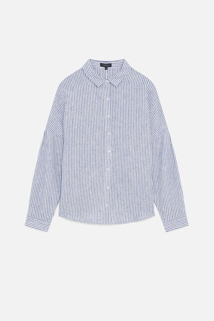 Camisa Claude2 100% lino denim piedra mujer