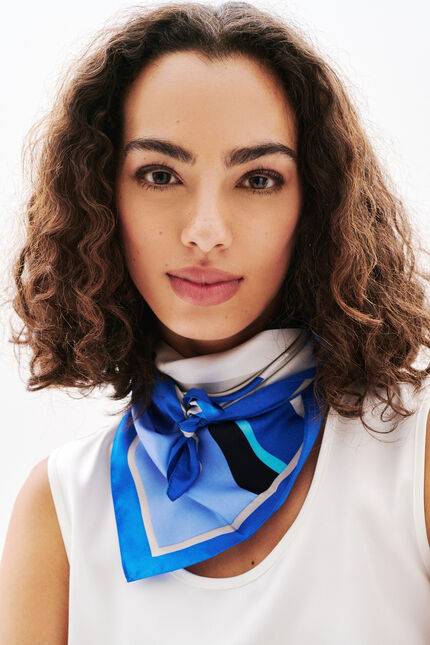 Foulard Line 100% soie bleu lavande femme