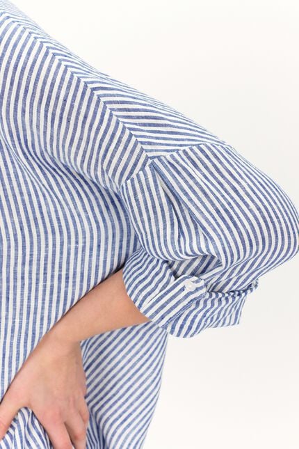 Camisa Claude2 100% lino denim piedra mujer