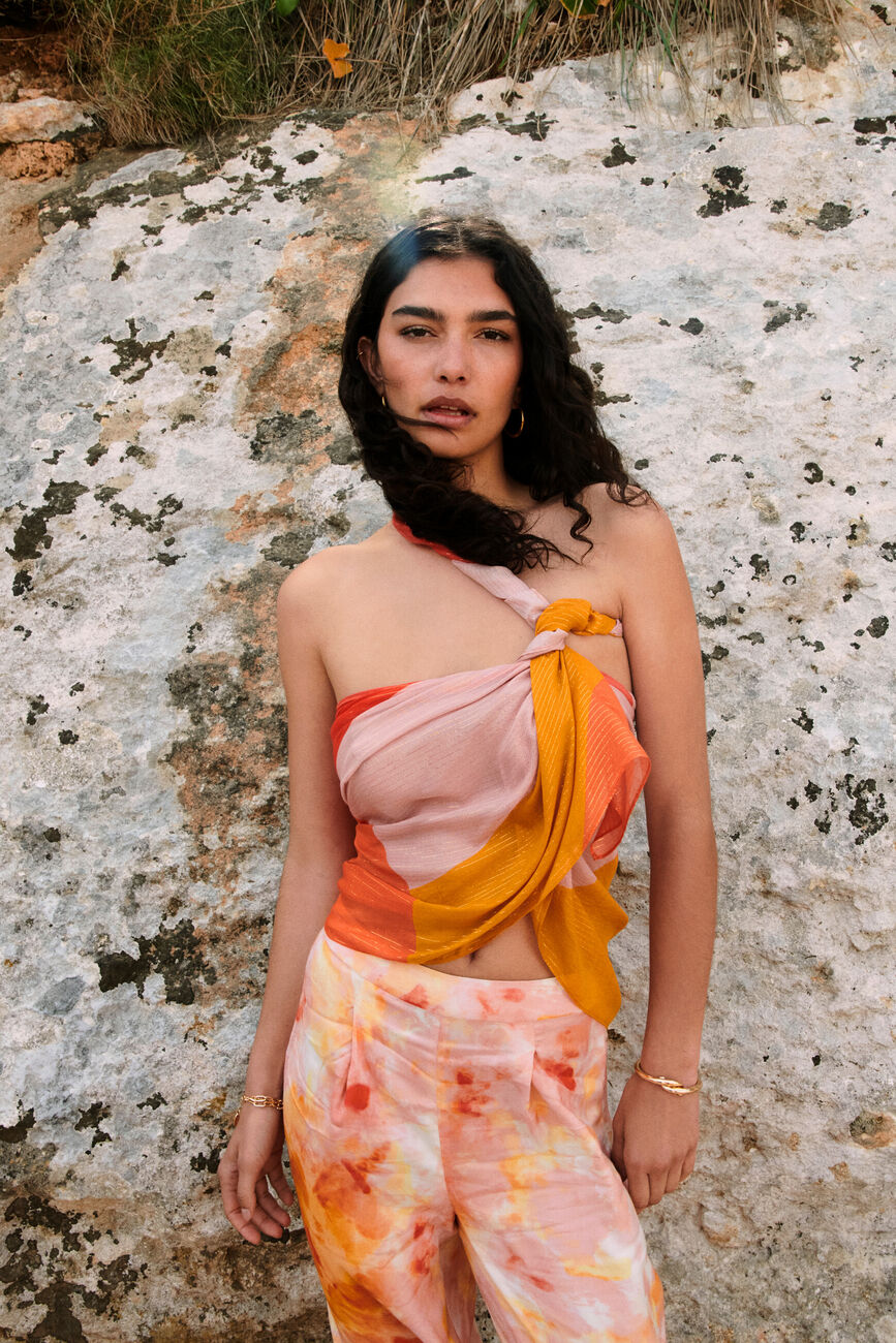Foulard lorela jaune or femme