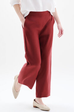 Pantalon pandi 100% lin bordeaux femme