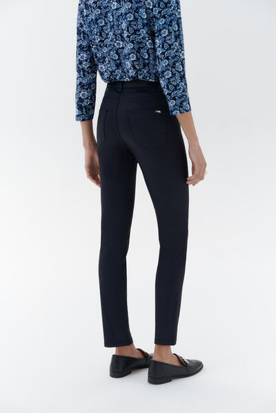 Pantalón Tony efecto revestido azul marino mujer