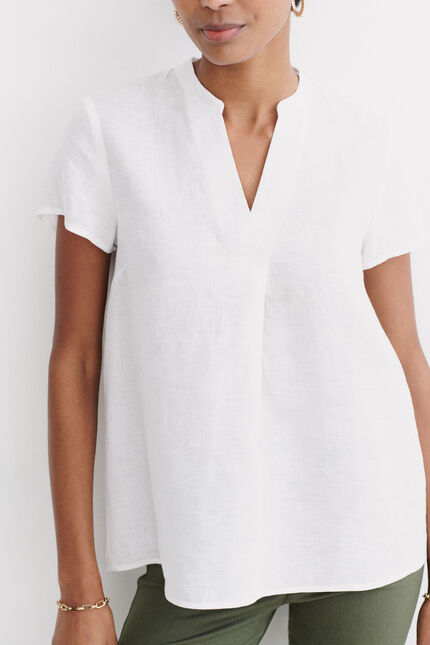 Bluse Kat 100 % Leinen weiss damen