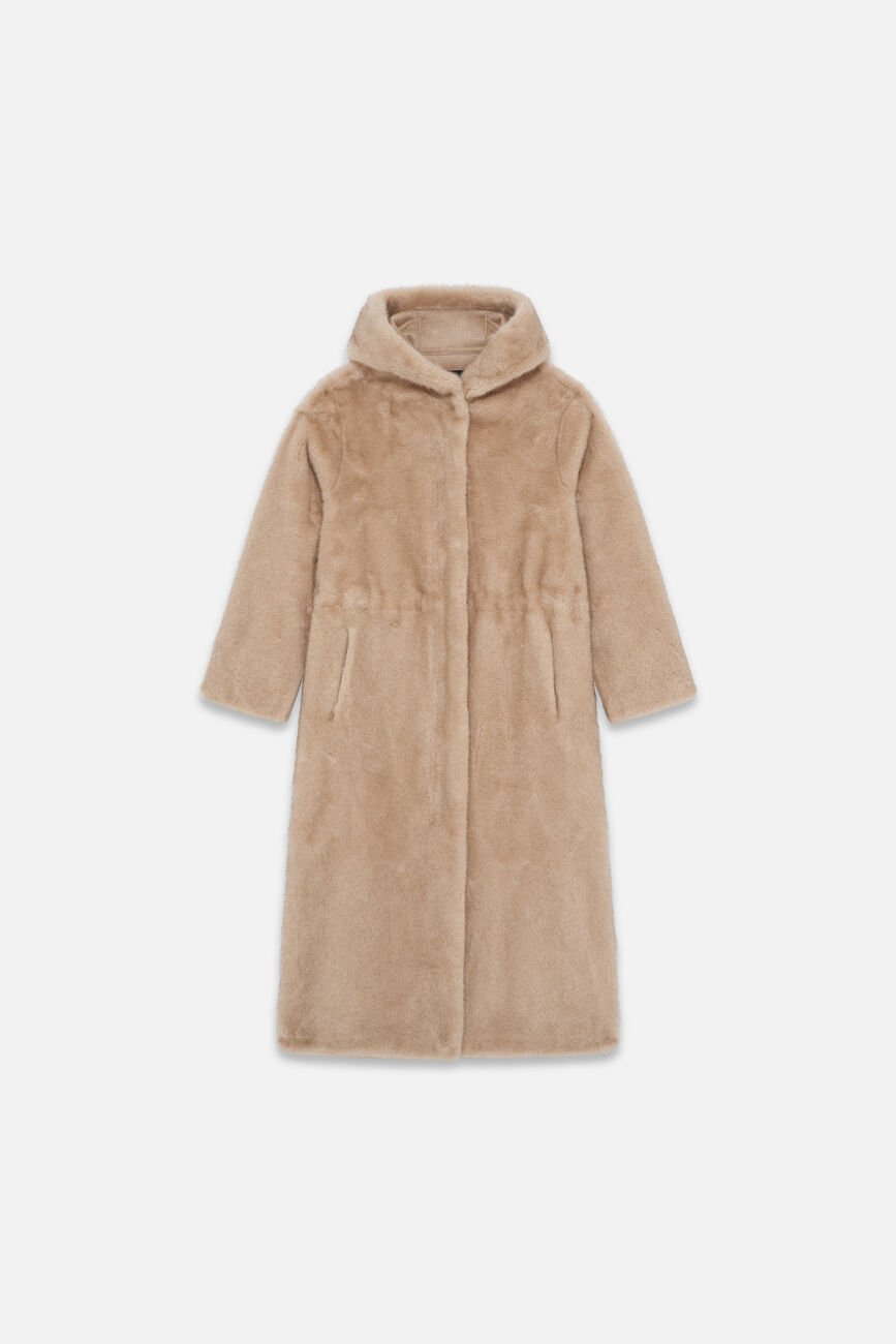 Mantel Gapuchonlong hellgrau damen