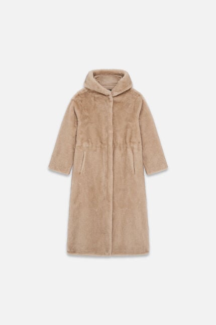 manteau gapuchonlong gris clair femme lichtgrijs vrouw