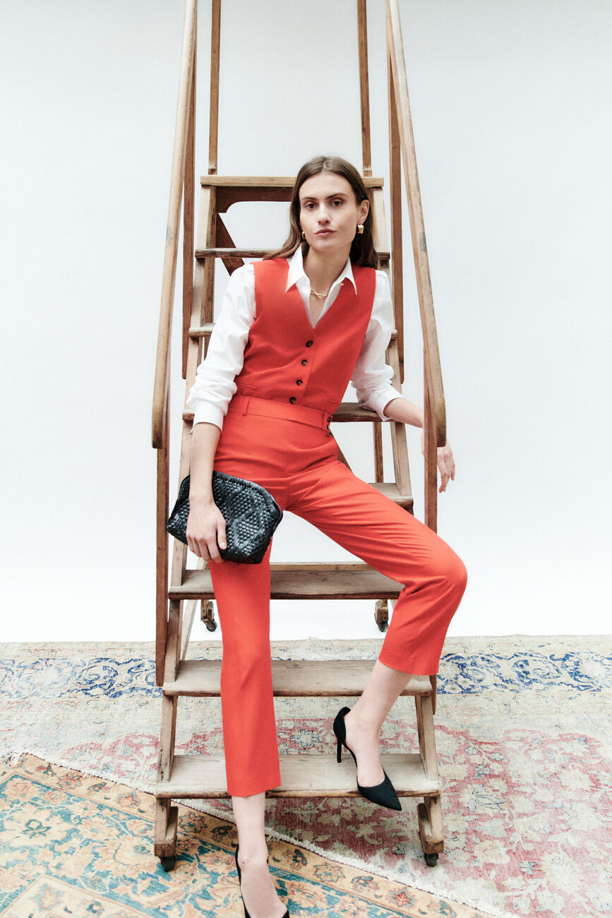 Pantalon polga rouge femme