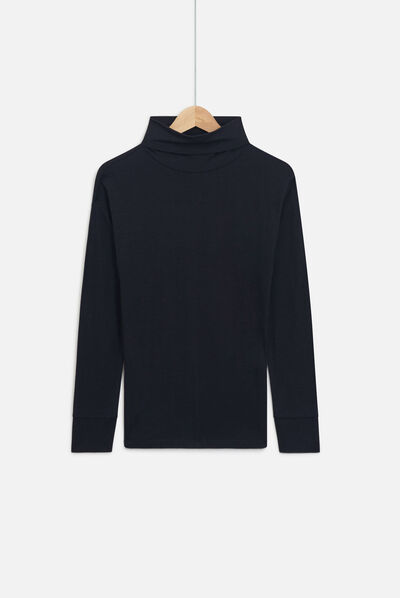 T-shirt Alton met rolkraag zwart vrouw