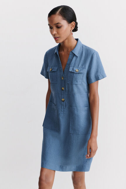 Abito Laure 100% lino denim stone donna