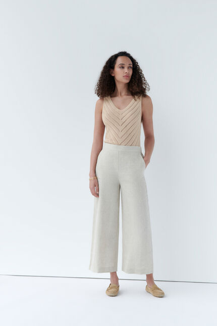 Pantalon pandi 100% lin sable femme
