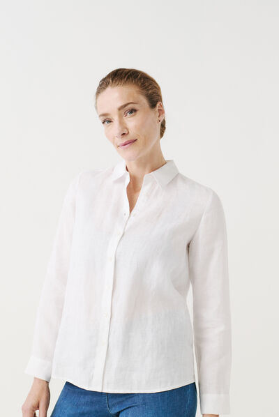 Camisa Brenda 100% linho branco mulher