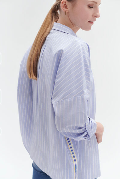 chemisier claude rayure denim baby bleu femme