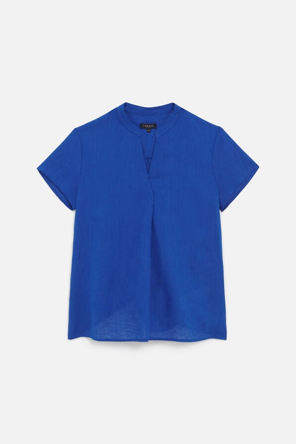 blusa kat 100 linho azul turquesa mulher Blusa Kat 100% linho azul turquesa mulher