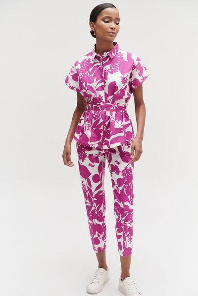 Chemise carmen fleurie violet femme