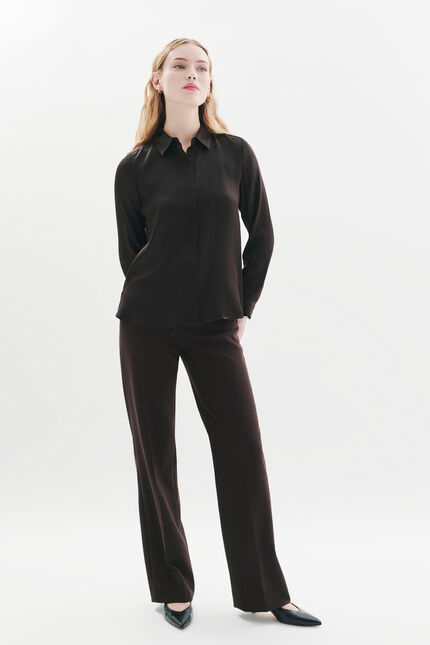 Chemise cjamie1 100% soie marron chocolat femme