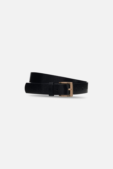 Ceinture Briella en croûte de cuir noir femme