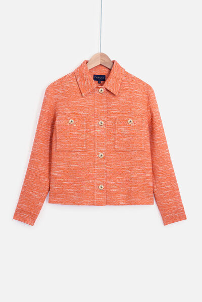 veste theoline en tweed orange femme