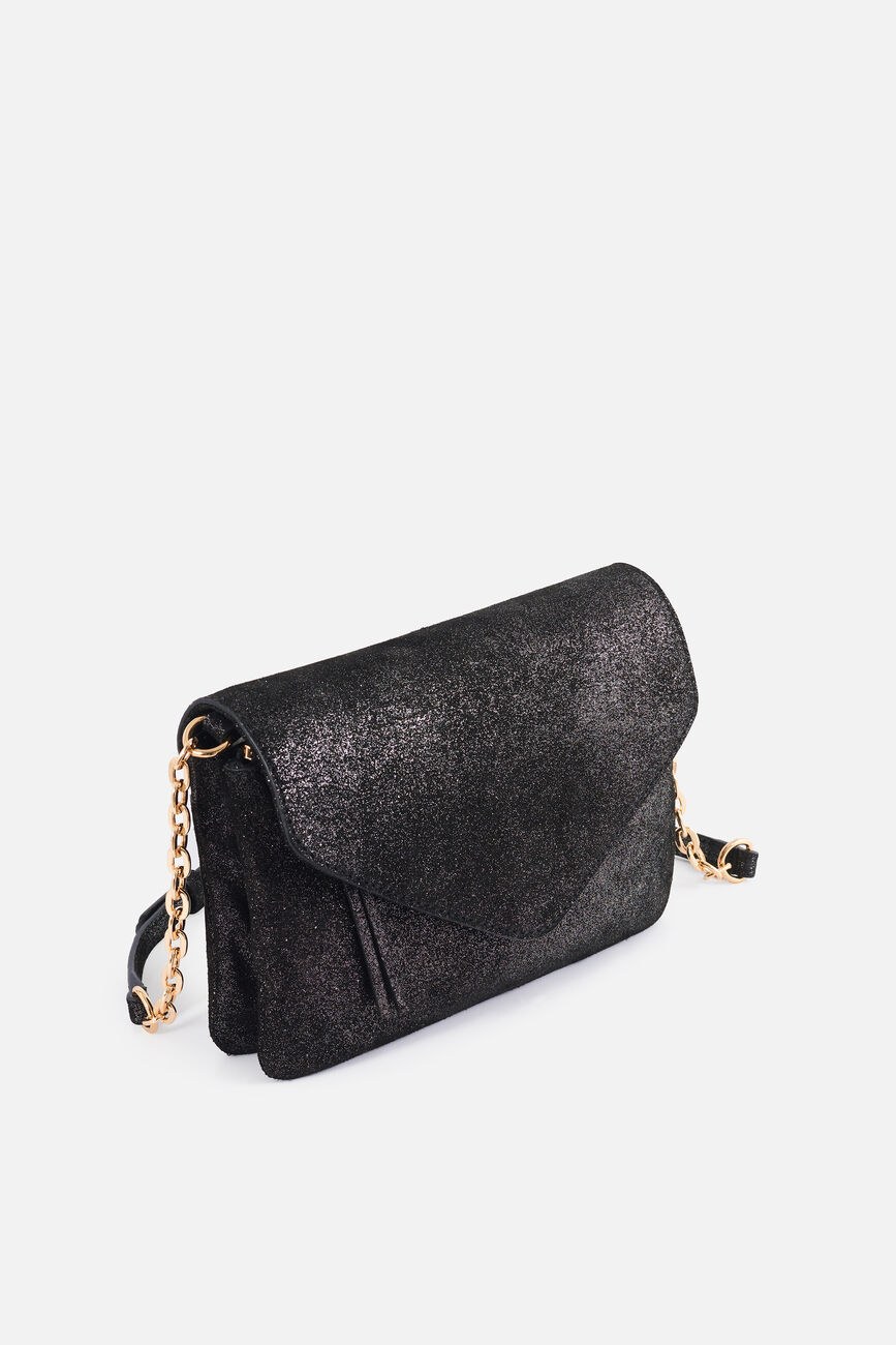 Bolso Solina en cuero de cuir negro mujer