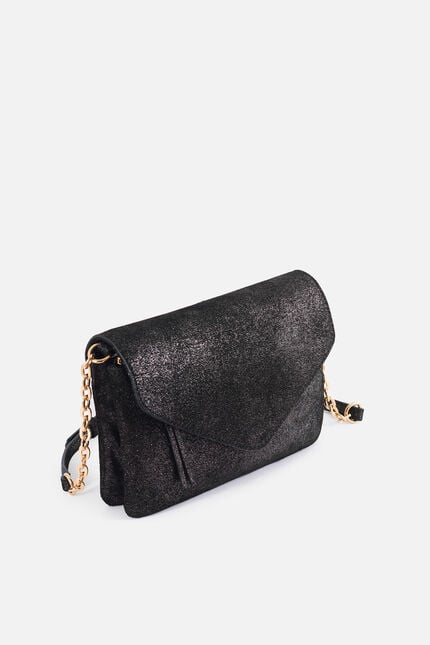 Sac solina en croûte de cuir noir femme