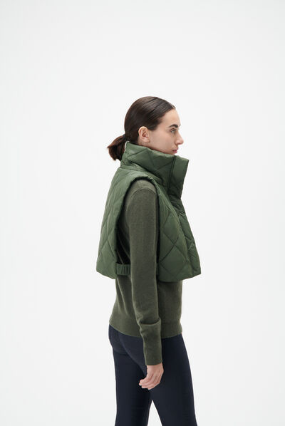 Poncho ylona vert kaki femme